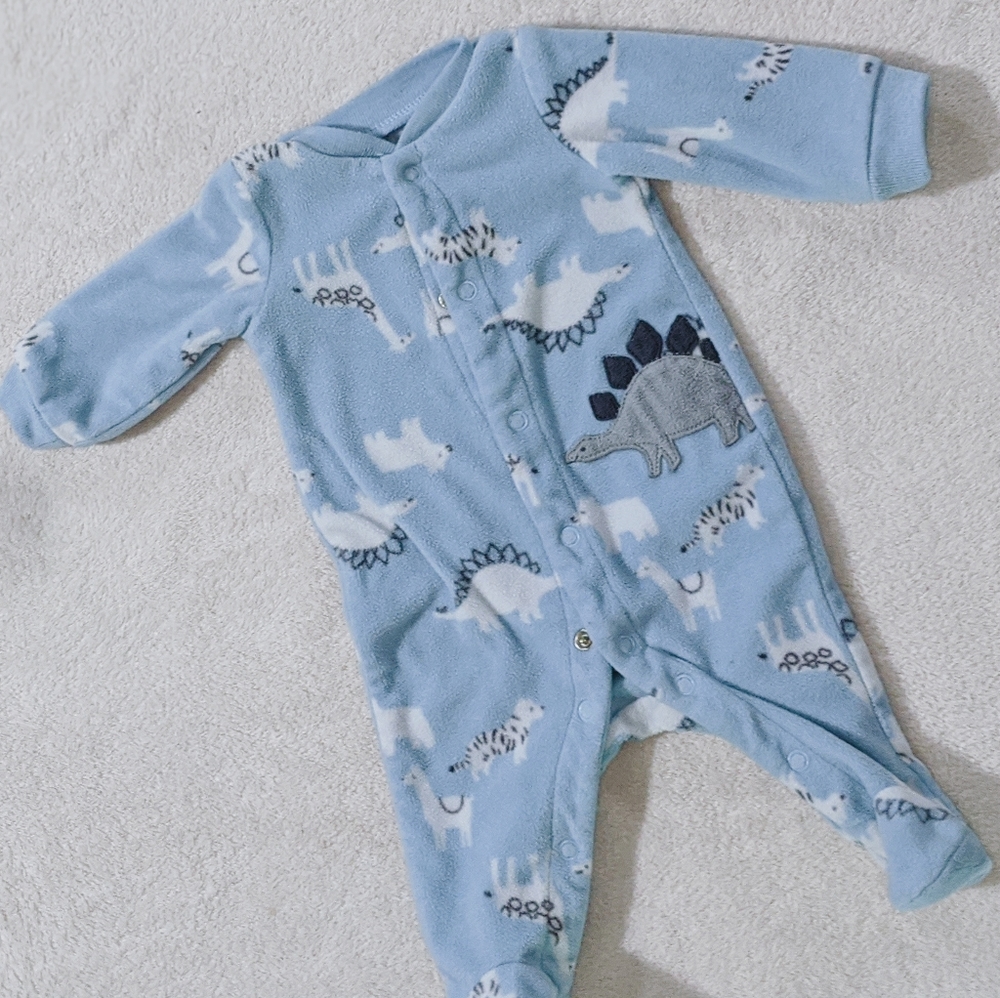 CARTER'S - baby blue dino pajamas - NEWBORN